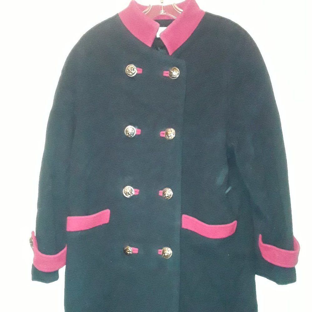Bloomingdales womens Black 100% wool coat size 10